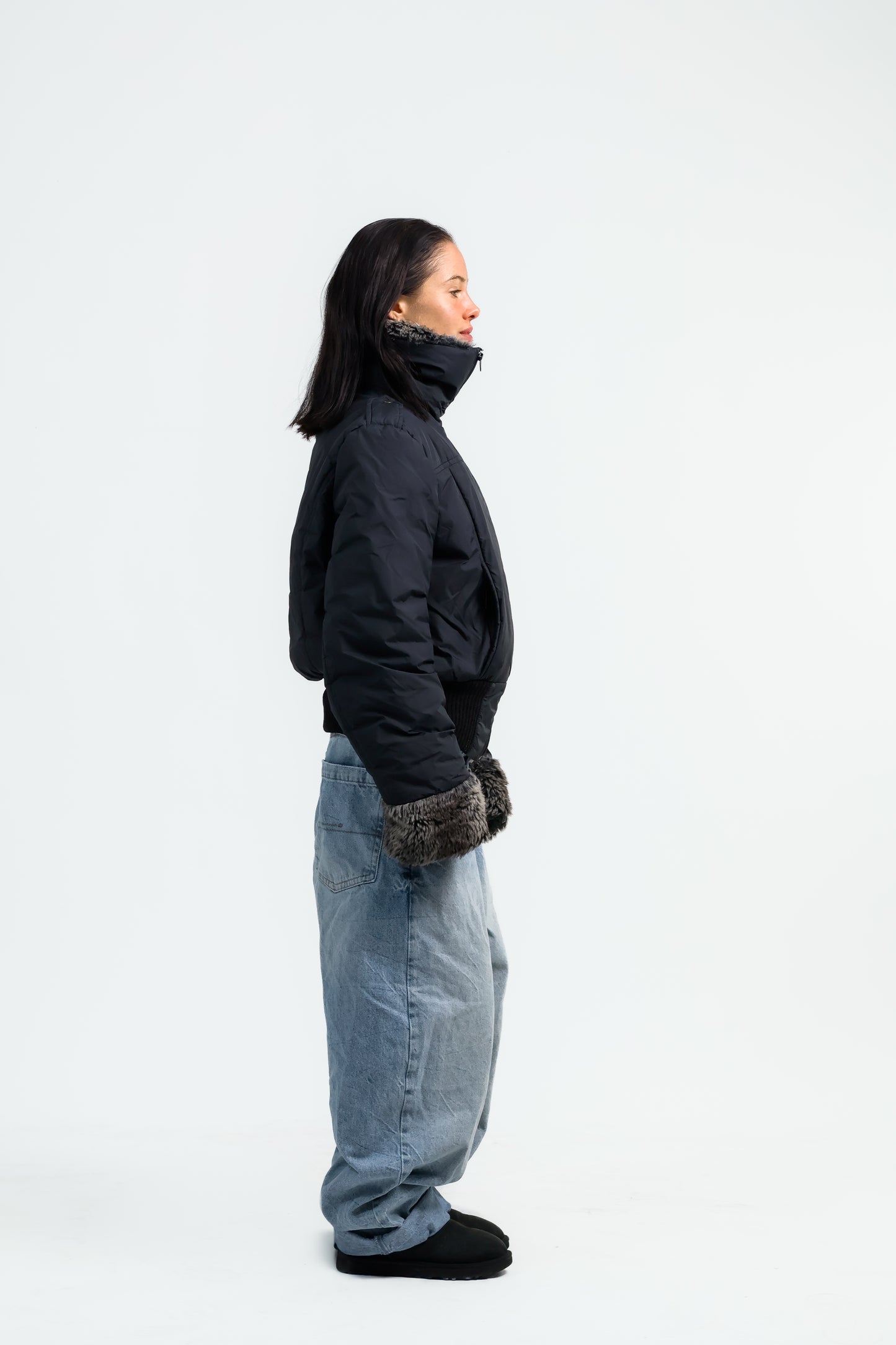 Vintage Fellkragen Bomberjacket