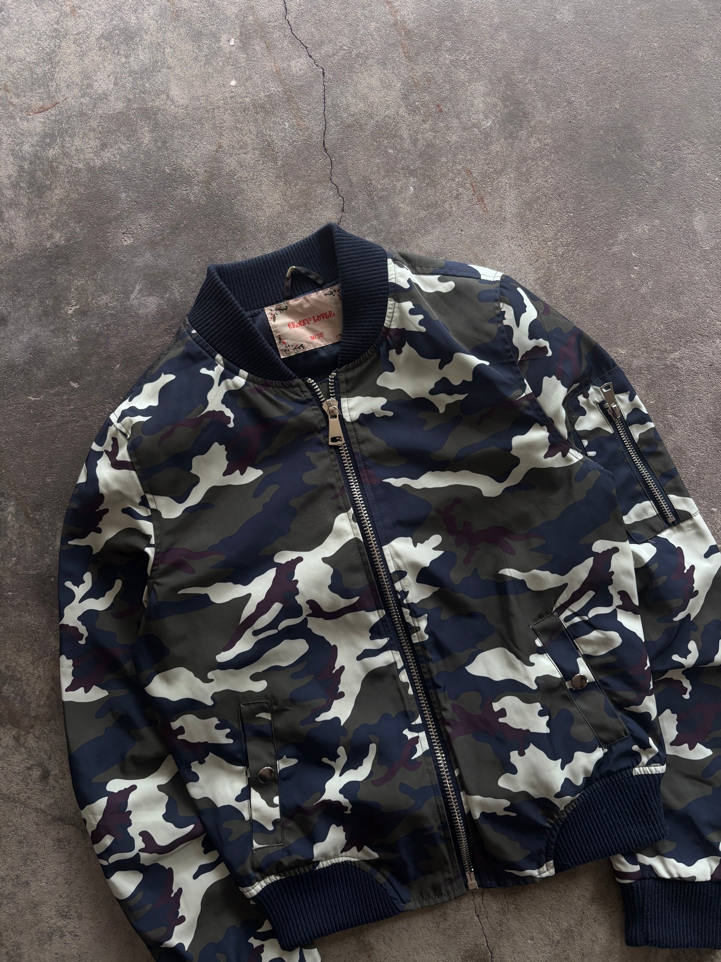 Vintage "Crazy Lover" Camouflage Bomberjacket