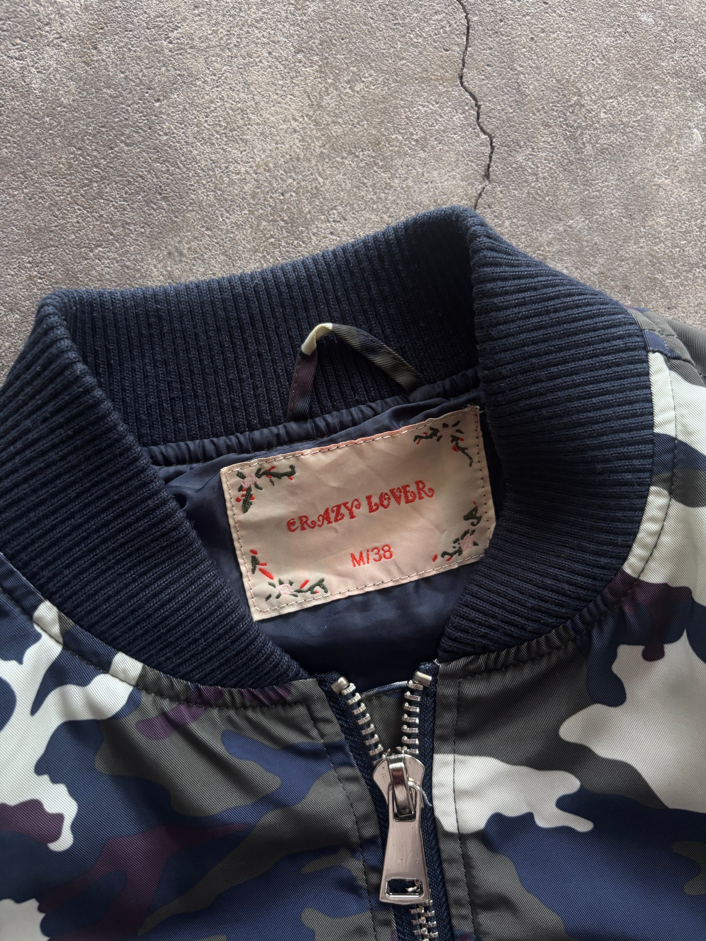 Vintage "Crazy Lover" Camouflage Bomberjacket