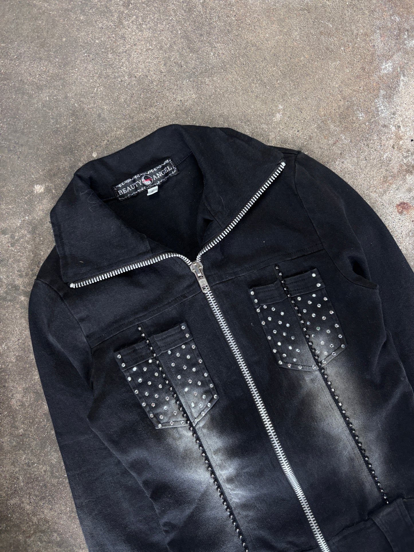 Vintage Jeansjacke mit Strass