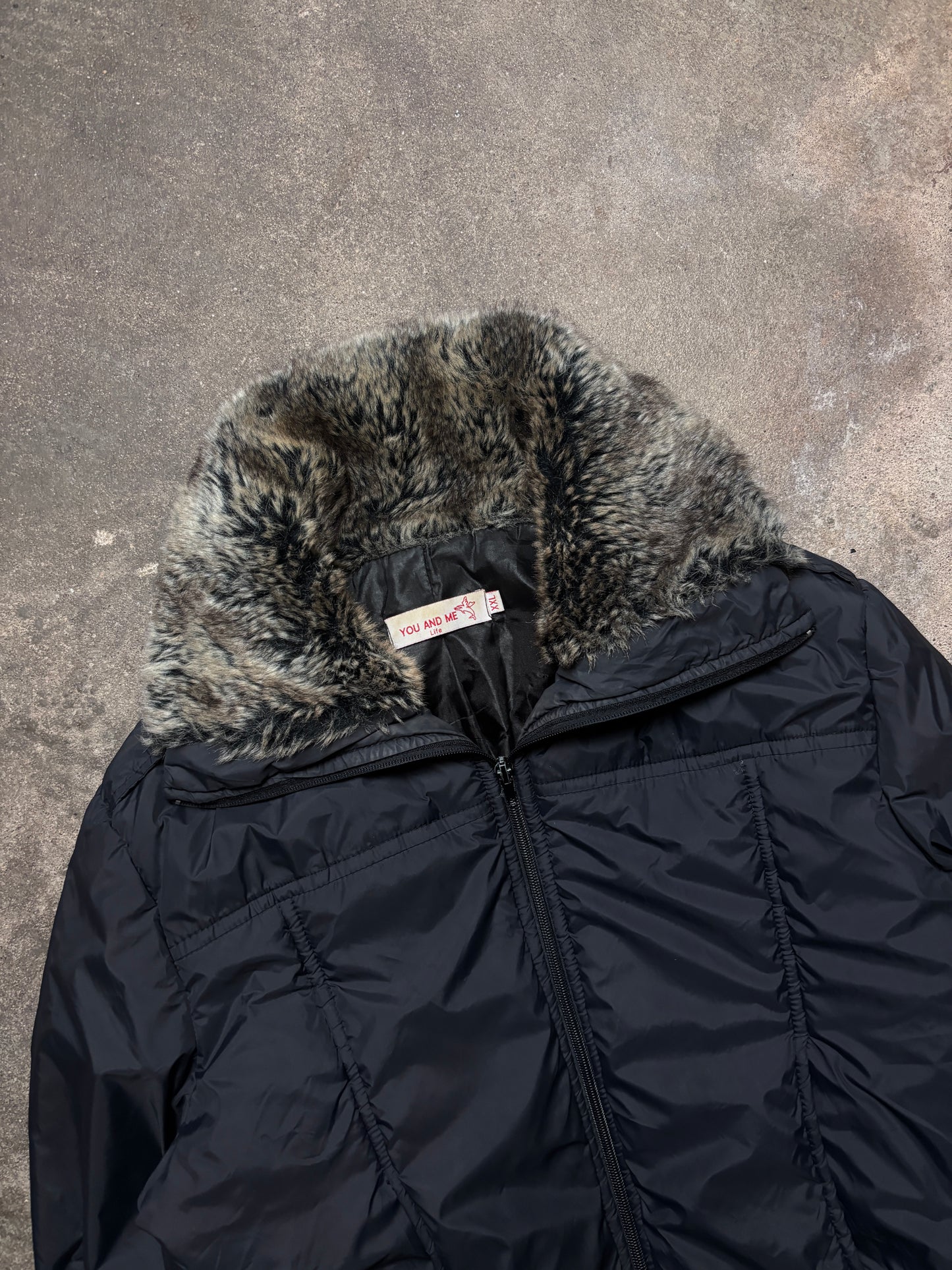 Vintage Fellkragen Bomberjacket